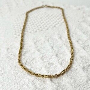 Vintage 24” Gold Tone Chain Necklace Matinee Length Minimalist Shiny Rope Chain